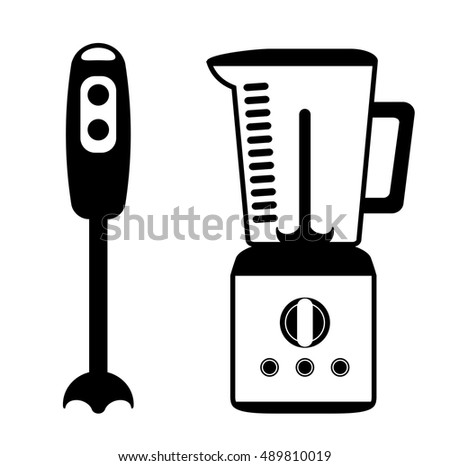 Blender flat outline monochrome icon set, household kitchen appliances, vector illustration