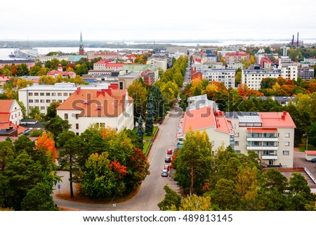 Colorful autumn at Kotka city. Kotka is located on the coast of the Gulf of Finland.This picture is taken in September. Royalty-Free Stock Photo #489813145