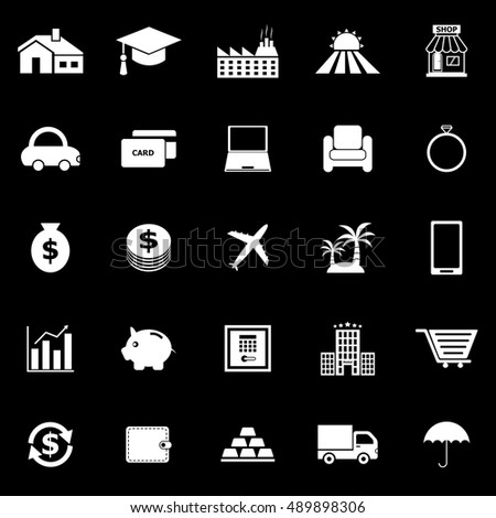 Loan icons on black background, stock vector