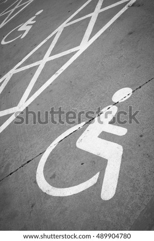 Handicap parking with disabled sign - Parking area - Black and White
