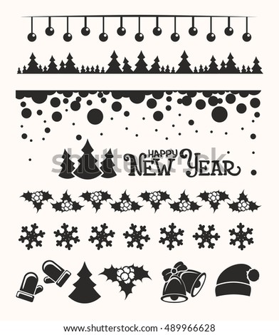 Christmas Design Elements - symbols, icons, ornaments, greetings, snowflakes, bells, holly berry, christmas tree and others