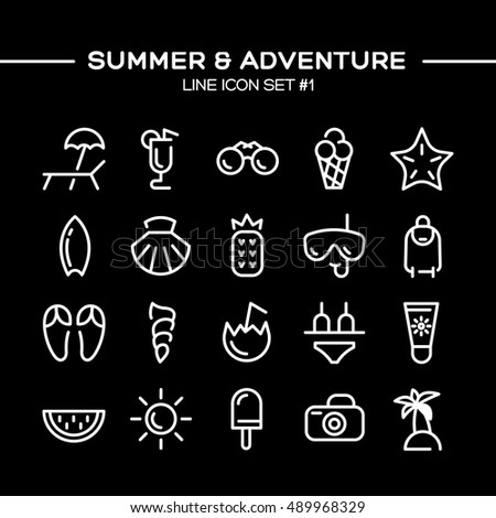 Summer and adventure icons set