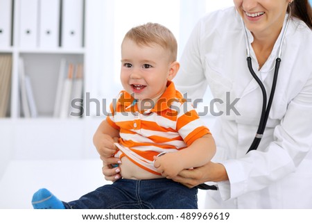 Little boy child  at health exam at doctor's office