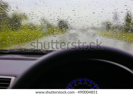 Rain, view from car