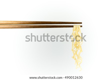 chopsticks noodles isolated on white background
