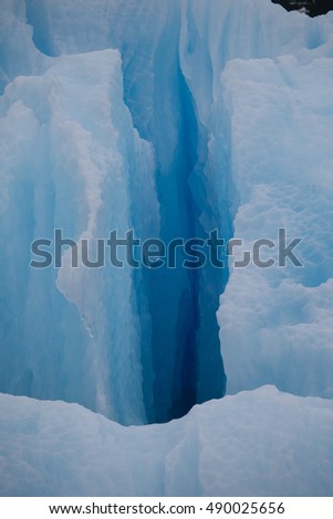 Portrait style picture of blue ice