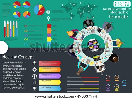 
Business workplace Top view modern Idea and Concept  Vector illustration Infographic template with graph,icon.