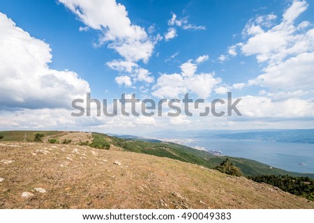 Beautiful landscape view to the Sea of Marmara and Derice in Turkey