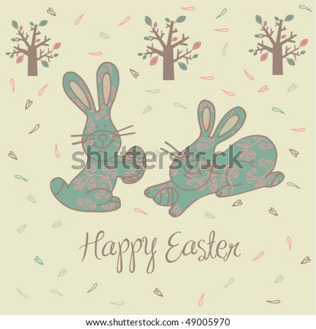cartoon smiling rabbits