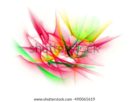 Abstract line motion of different colors, curves abstraction color explosion. Unrecognizable figure. Expressive sketch on a white background isolated