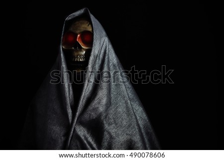 Halloween party or festival with angel of death, Nightlife with ghost or angel of death and picture concept by dark picture style, Ghost in fear night and go to the hell with angel of death.