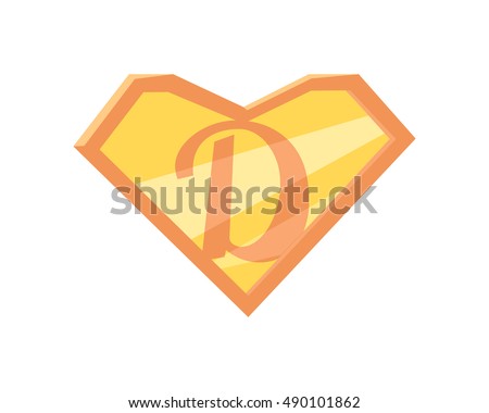 Father superhero symbol. Super dad icon. Super dad shield in flat. Pink orange element. Simple drawing. Isolated vector illustration on white background.