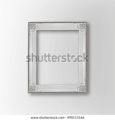 antique silver frame isolated on gray background with clipping path