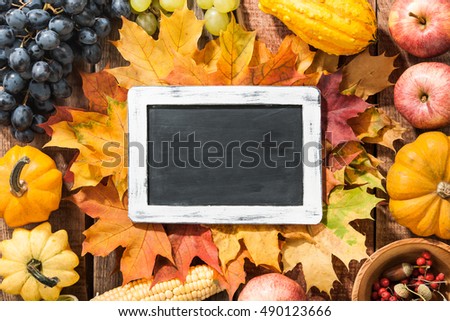 Autumn Thanksgiving background with chalkboard