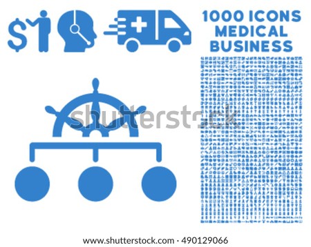 Rule icon with 1000 medical business cobalt vector pictograms. Design style is flat symbols, white background.