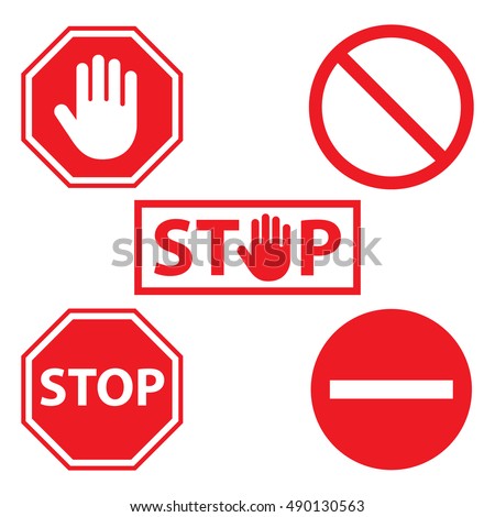 Stop Icon Set Royalty-Free Stock Photo #490130563