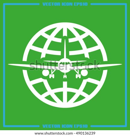 Airplane and globe icon vector illustration eps10. 