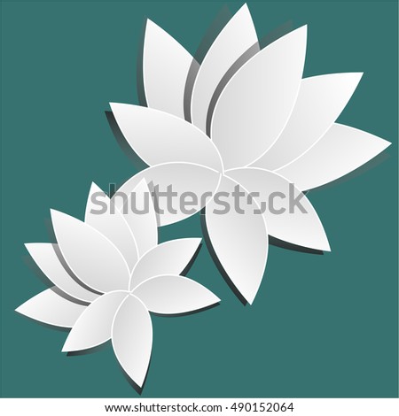 Paper cut Beautiful white lotus flower