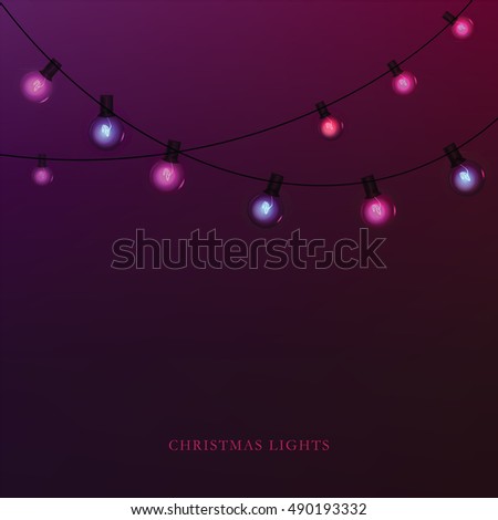 Glowing garland light bulbs for a holiday background. Vector illustration