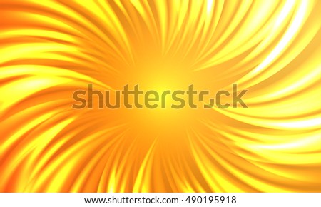 Abstract autumnal hot sun burst vector background. Yellow and orange radial curvy rays backdrop with copy space.