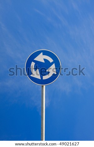  Road sign on sky background