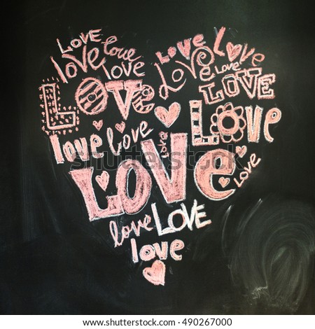 Love heart on a chalkboard