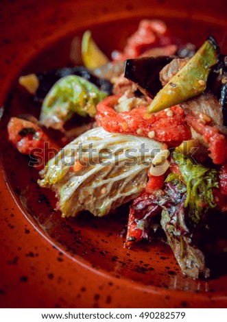 salad of grilled vegetables on plate