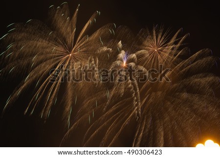 Blurry picture, fireworks, night, celebration, fun, pyrotechnics, fountain, Chinese wheel, Roman Candle, rocket