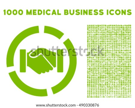 Handshake Diagram icon with 1000 medical business eco green vector pictographs. Collection style is flat symbols, white background.