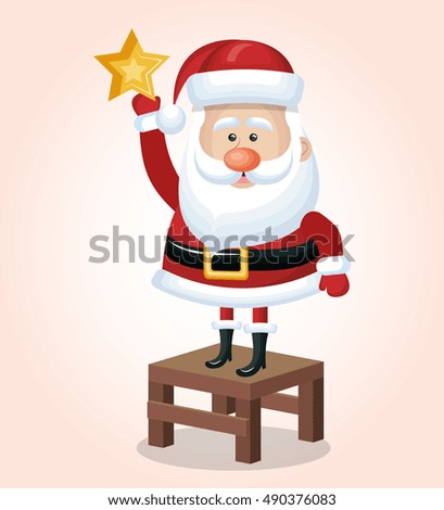 happy santa stand on chair with star golden