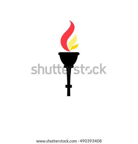 Vector torch icon. Hot flame, power flaming, heat and liberty, victory success, glow triumph illustration