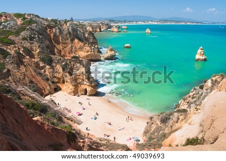 The beach on Algarve coast Royalty-Free Stock Photo #49039693