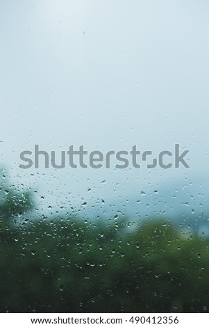 Water Drops on a Window during in rainy season.