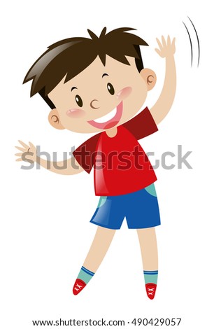 Boy with happy face standing illustration