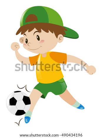 Little boy playing football illustration