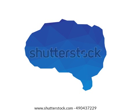 Low Poly graphic design vector of the anatomical shape of the brain.