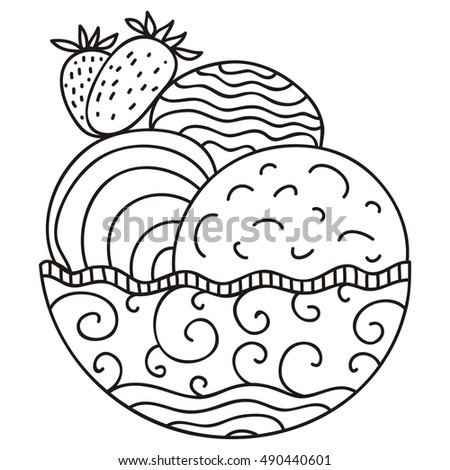 Ice cream with strawberry. Vector illustration.