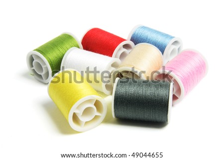 Spools of Thread on White Background