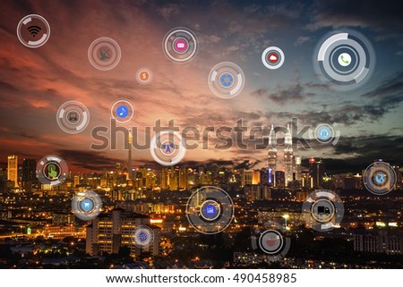 smart city and wireless communication network, abstract image visual, internet of things in Kuala Lumpur, Malaysia