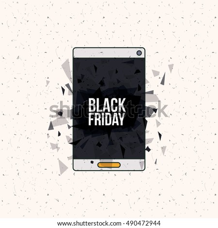 Smartphone and abstract icon. Black Friday sale technology and offer theme. Vector illustration