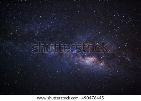 Milky Way Galaxy.Long exposure photograph.With grain