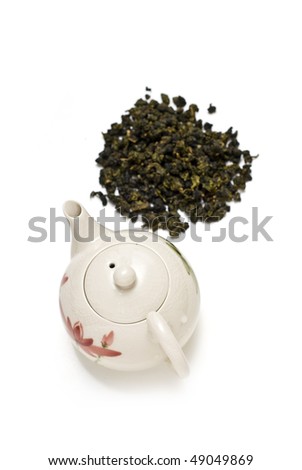 Tea time - Teapot with gtreen tea Isolated