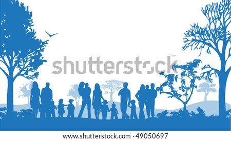 Illustration of families and nature