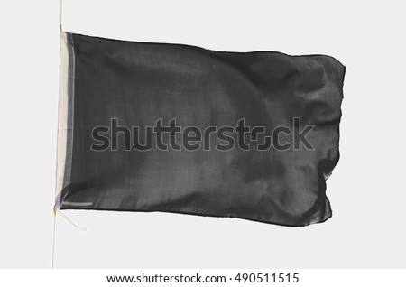 Black flag waving isolated on a white background. Promotional and advertisement object