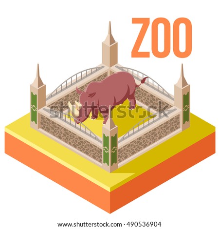 Vector image of the Zoo Rhinoceros isometric icon