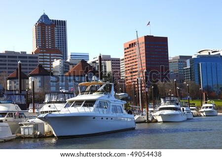 Yachts & Portland OR., skyline.