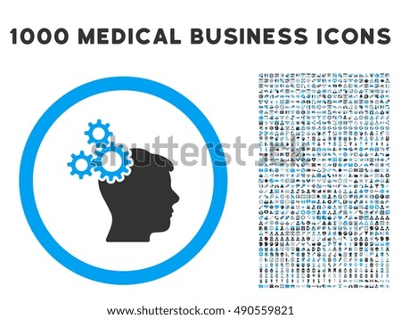 Business Idea icon with 1000 medical commercial gray and blue vector design elements. Collection style is flat bicolor symbols, white background.