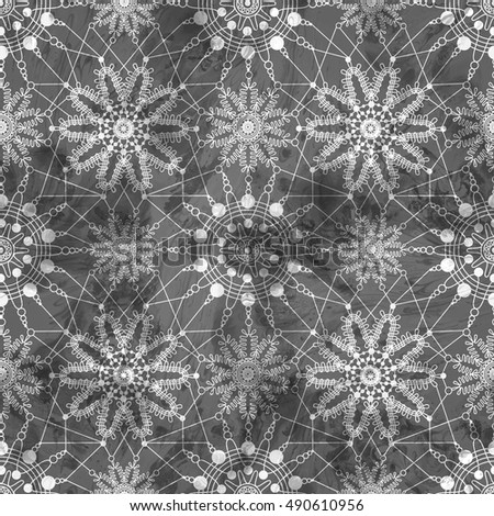Lace pattern seamless with flowers on dark vintage background. Vector illustration.