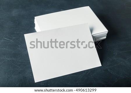 backed paper blank business cards on the stack