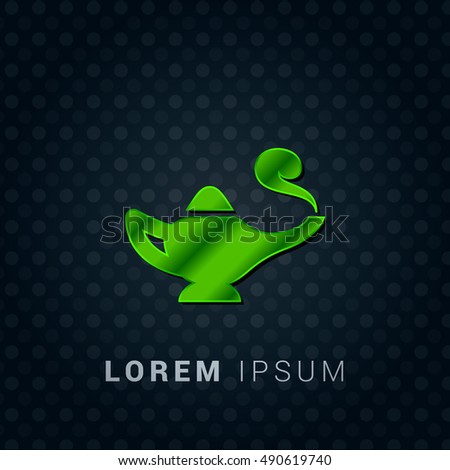 Arabic Lamp Bright Green chromium precious metallic 3D Icon / Logo Design
